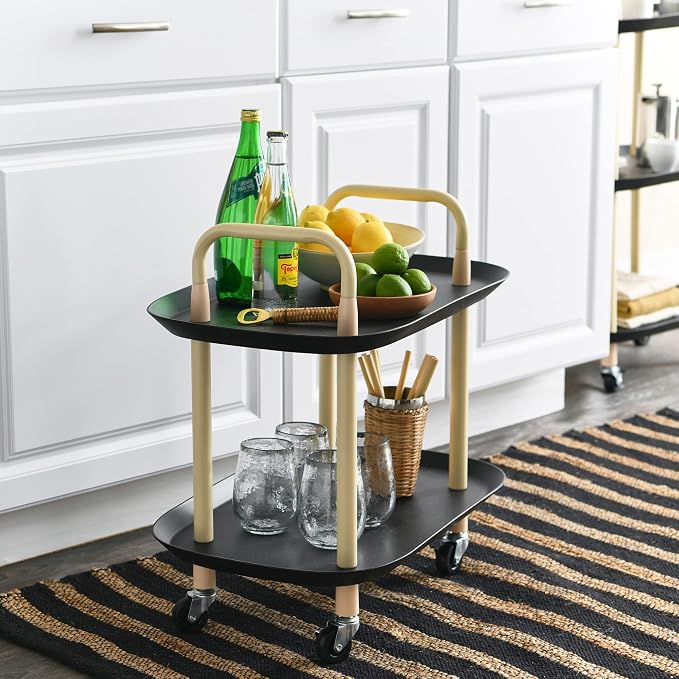 Main + Mesa Modern Plastic and Metal 2-Tier Trolley - Image 2