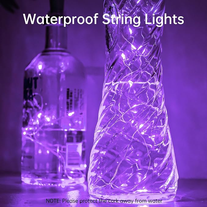 Aluan Wine Bottle Lights with Cork 10 Pack 20 LED Waterproof Halloween Fairy - Image 3