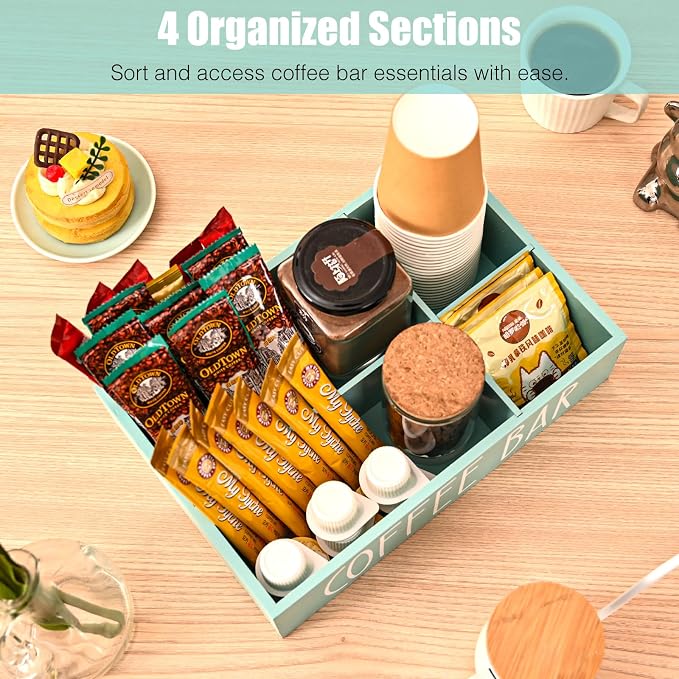 STORAGENIE Wooden Coffee Station Organizer – Removable Dividers, Storage - Image 4