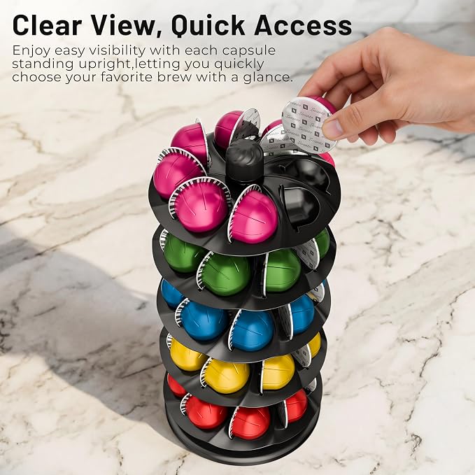 EVERIE Coffee Pod Holder for Vertuo Capsules, 40-Pod Rotating Carousel Organizer - Image 7
