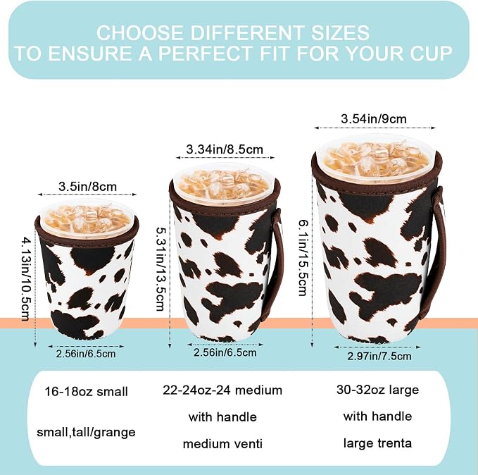KJQJLY 3 Pack Reusable Iced Coffee Sleeves - Image 2