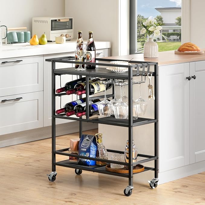 MAHANCRIS Bar Cart for Home, 3-Tier Serving Cart - Image 3