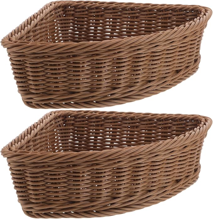 Luxshiny 2 Pack Triangle Corner Storage Baskets Plastic Corner Basket Organizer by Luxshiny