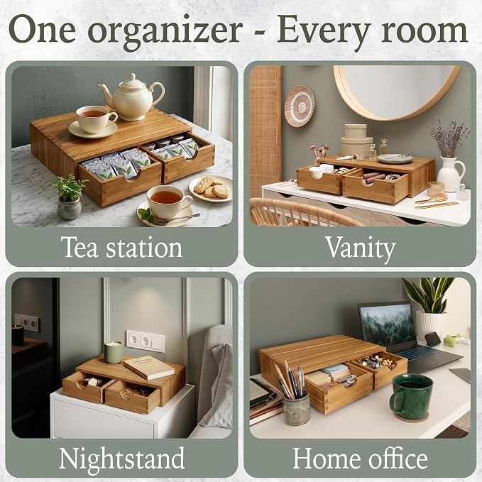Acacia Wood K Cup Drawer Under Coffee Maker, 30 Pod Wooden K Cup Organizer - Image 5