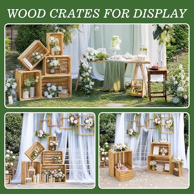 Wooden Crates for Display Large Rustic Nesting Wooden Basket - Image 4