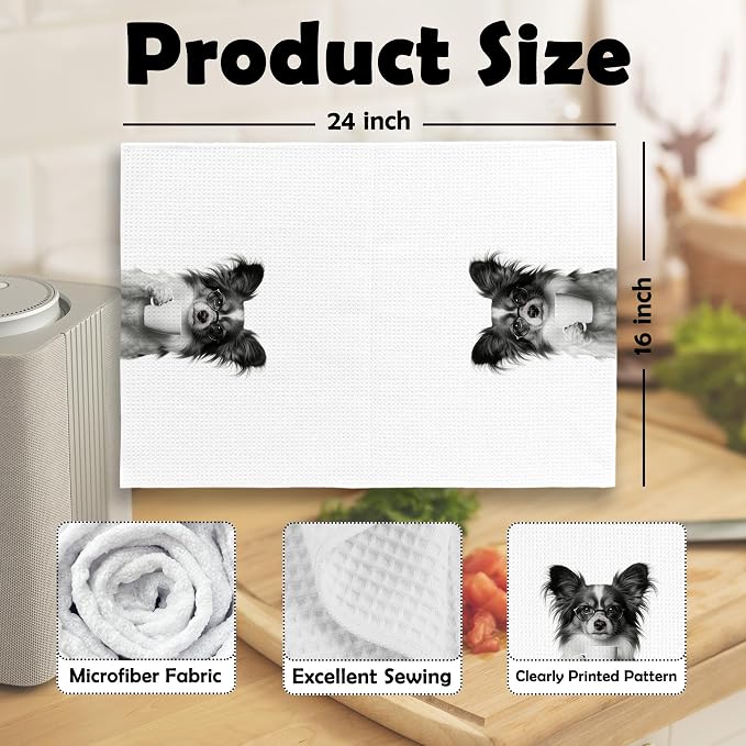 Funny Papillon Coffee Bar Kitchen Dish Towels, Papillon Gifts - Image 6