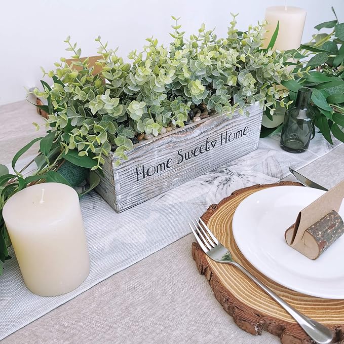1 Pcs Wooden Potted Eucalyptus Plant Greenery Arrangement Artificial Eucalyptus - Image 6