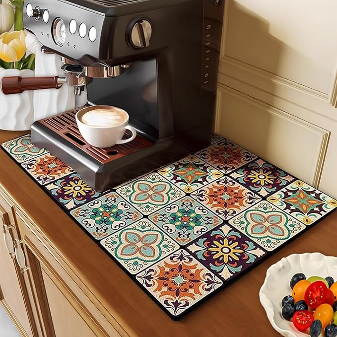 Coffee Mat, 16 x 24 inch Coffee Maker Mat by Vmogeicons