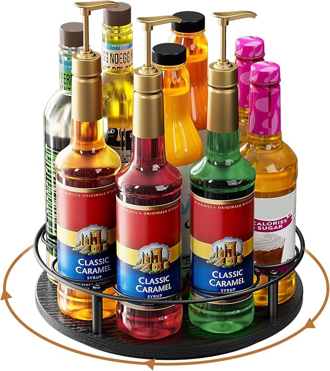 Nuovoware 9 Bottles Rotating Coffee Syrup Rack, Syrup Rack Organizer Carbon by NUOVOWARE