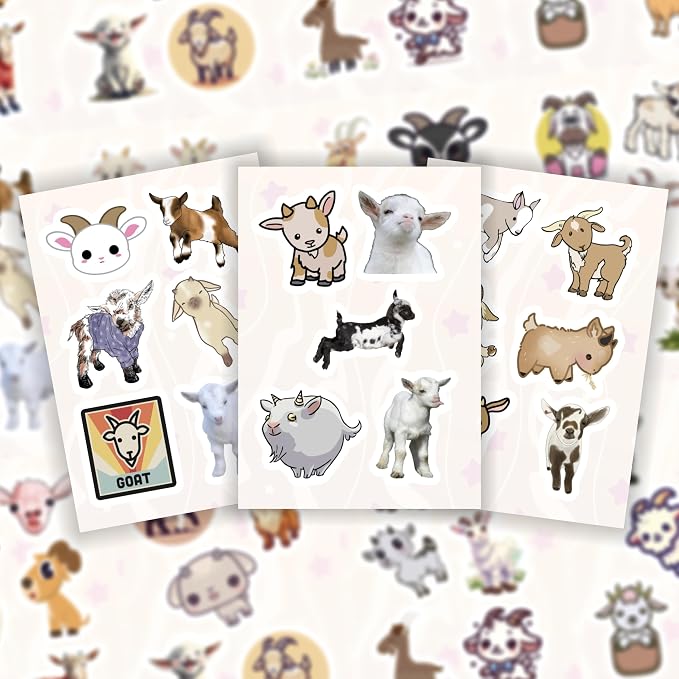 100Pcs Cute Goat Stickers for Water Bottle and Laptop - Image 7