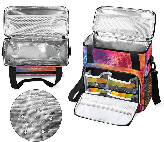 Tie Dye Rainbow Colorful Abstract Coffee Maker Carring Bag, Large Insulated - Image 3