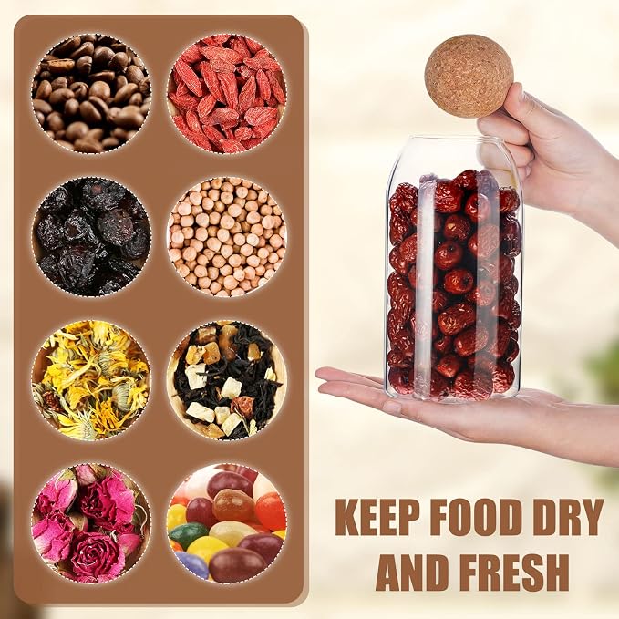 Cunhill 3 Pcs Glass Jar with Ball Cork Lid Decorative Round Bottle Sealed - Image 5