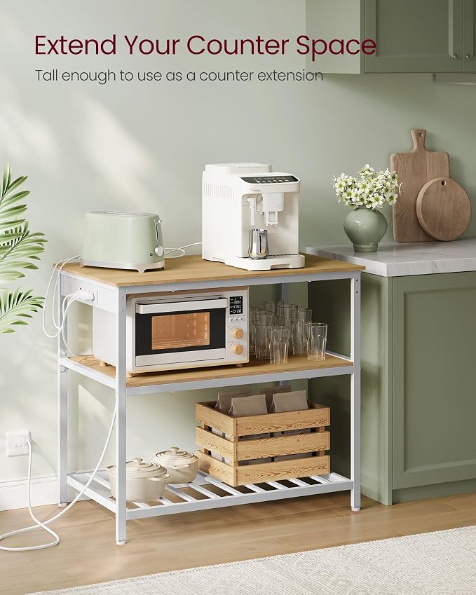 VASAGLE Kitchen Island with 3 Shelves, Kitchen Shelf with Power Strip, 23.6 x - Image 4