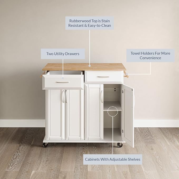 BELLEZE Rolling Kitchen Island Cart on Wheels - Image 5