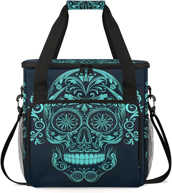 Sugar Skull Mexican Coffee Maker Carring Bag, Large Insulated Storage Organizer by Home