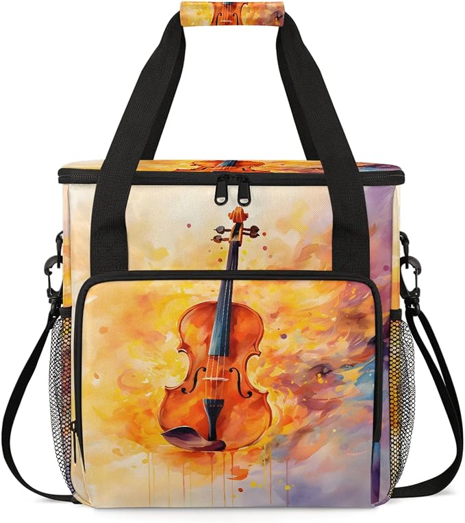 Violin Music Themed Coffee Maker Carring Bag, Large Insulated Storage Organizer by Home