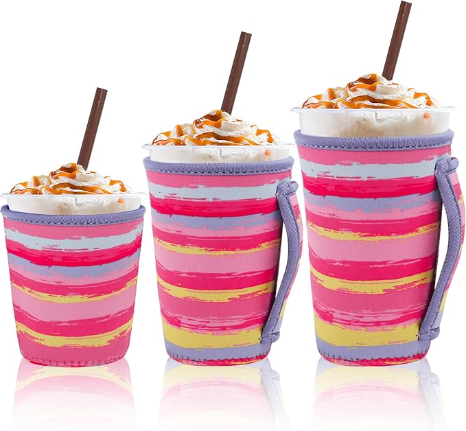 3Pk Reusable Coffee Sleeves, Fits 16-32oz Hot/Cold Drink | iced coffee sleeve by LLTDMEST
