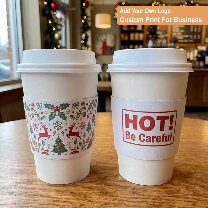 White Coffee Sleeves For 10 to 20 oz. Cups - Image 2