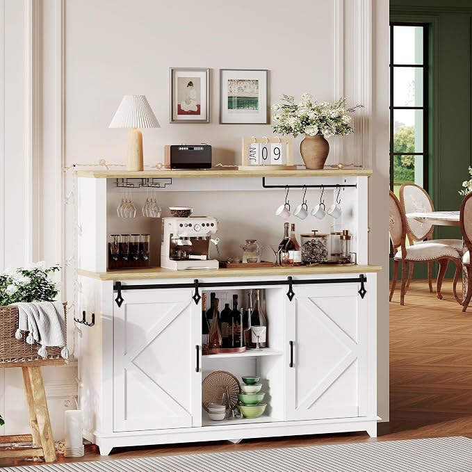IDEALHOUSE 55" Farmhouse Coffee Bar Cabinet - Image 8