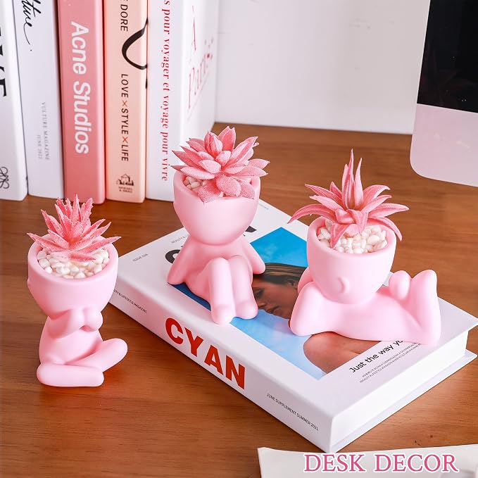 Der Rose Pink Artificial Succulents Plants Set of 3 Fake Artificial Plants - Image 8