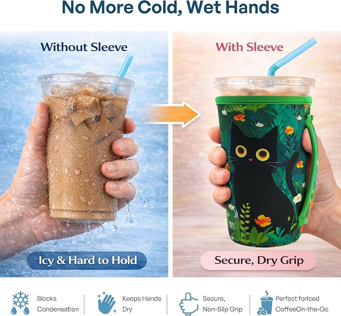 KJQJLY 3 Pack Reusable Iced Coffee Sleeves - Image 3
