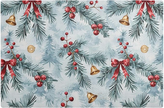 Light Blue Holly Bell Coffee Mat Coffee Bar Maker Backed Absorbent Nonslip by QwThum