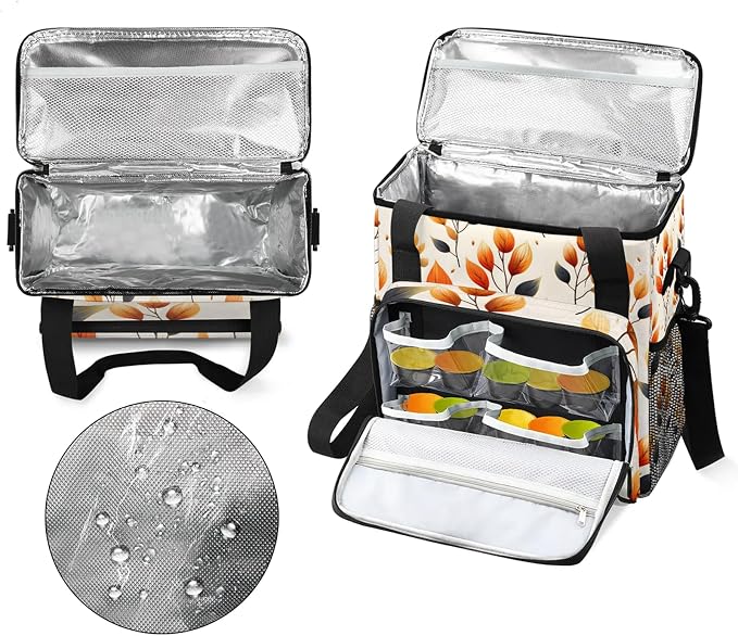 Fall Leaves Coffee Maker Carring Bag, Large Insulated Storage Organizer Case - Image 3