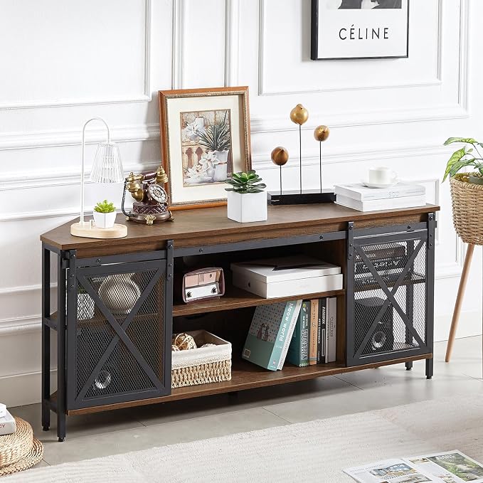HOMISSUE Corner TV Stand for 55 Inch TV, Rustic Corner Entertainment Center - Image 4