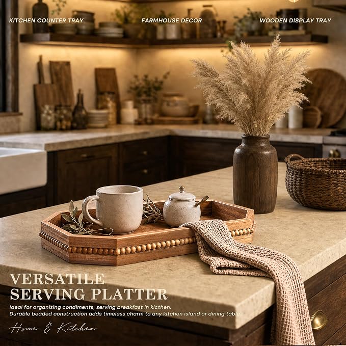 EOSAHR Acacia Wood Rustic Decorative Tray - Image 3