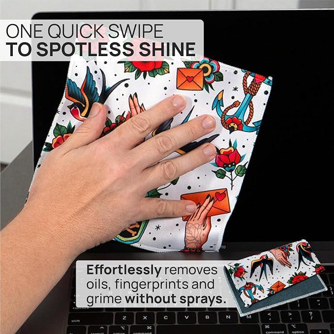 Microfiber Wholesale Quick Cloth Glasses Cleaning Cloths–8x8 Tattoo 1-Pack - Image 2
