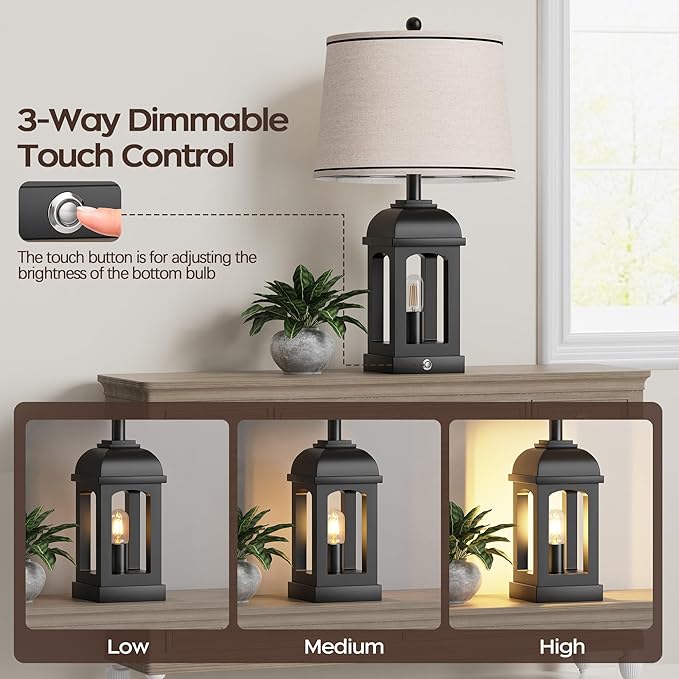 QiMH Table Lamp for Living Room, Farmhouse Lamps - Image 2