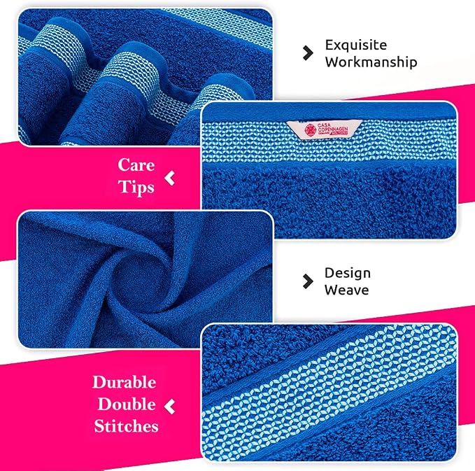 CASA COPENHAGEN Solitaire 6Pcs 100% Egyptian Cotton Large Designer Towels Gift - Image 2