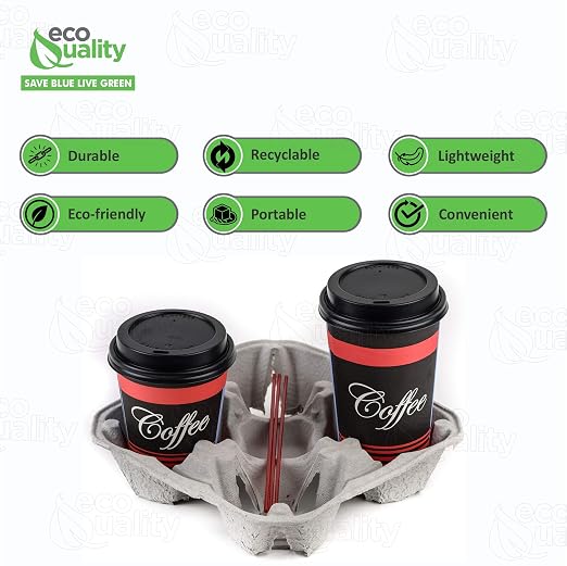 Pulp Fiber Cup Tray Biodegradable 4 Cup Carrier 25 Pack by EcoQuality - Image 2