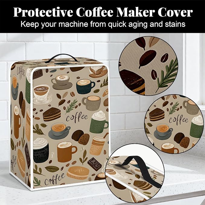 BVBOX Coffee Maker Cover, Durable Dustproof Lightweight Polyester Cotton Blend - Image 7