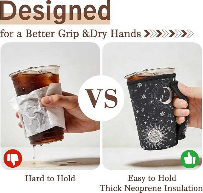KJQJLY 3 Pack Reusable Iced Coffee Sleeves - Image 3