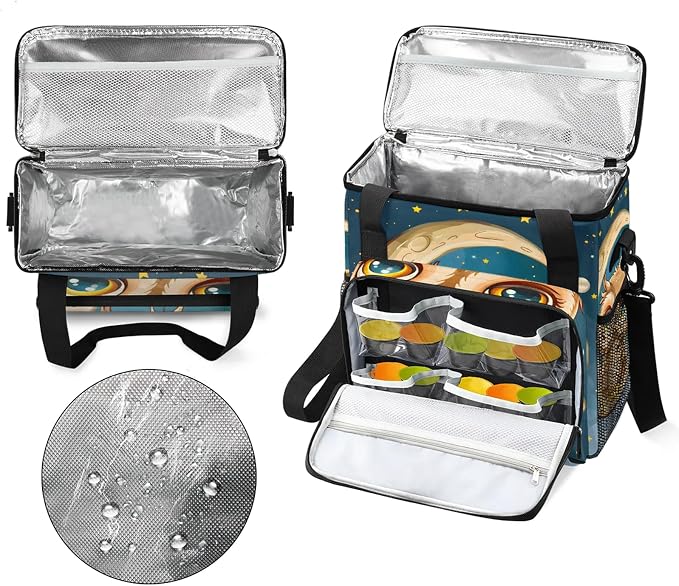 Night Moon Owl Coffee Maker Carring Bag, Large Insulated Storage Organizer Case - Image 3