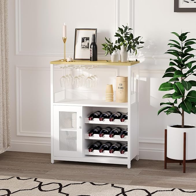 Jojoka LED Lighted 3-Tier Wine Bar Cabinet, Freestanding Sideboard Buffet - Image 6