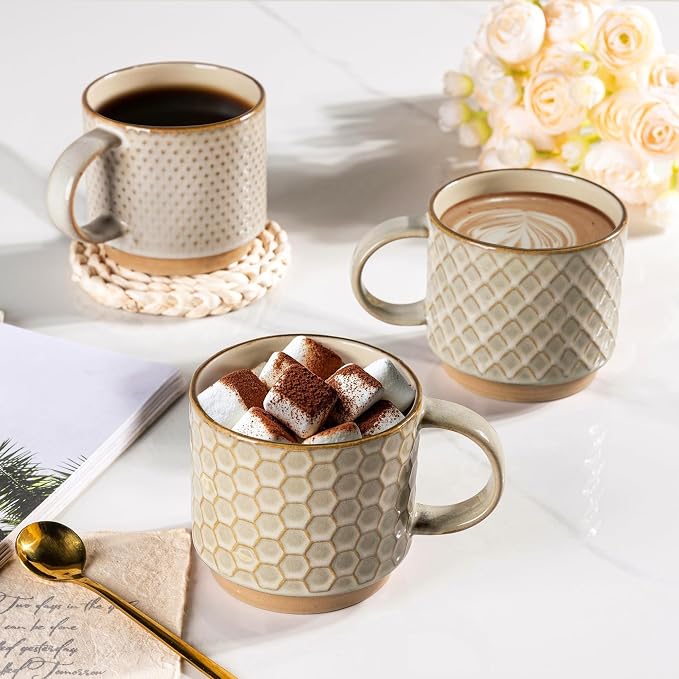 GBhome 12OZ Stackable Coffee Mugs, Ceramic Coffee Mugs - Image 6