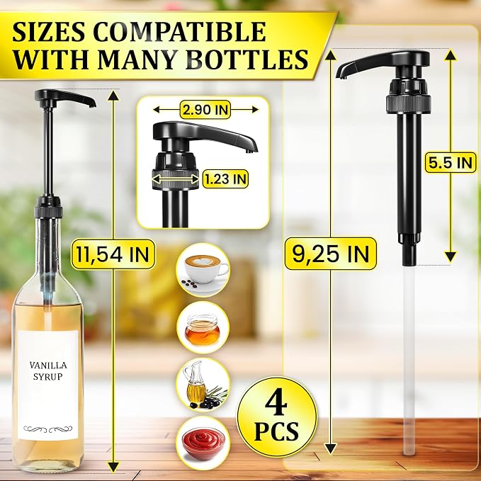4 Pcs Coffee Syrup Pump Dispenser Set - Image 2
