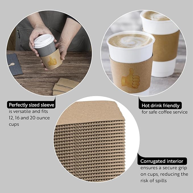 Restaurantware Coffee Cup Sleeves 50 Pack Fits 12, 20 oz Coffee Cups Disposable - Image 3