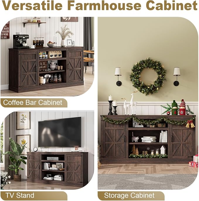 XVD 66" Farmhouse Coffee Bar Cabinet - Image 5