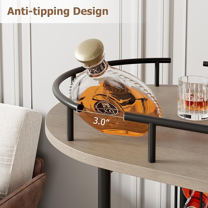 Garvee Bar Serving Cart with Wine Rack and Glass Holder, 3-Tier Rolling Serving - Image 6