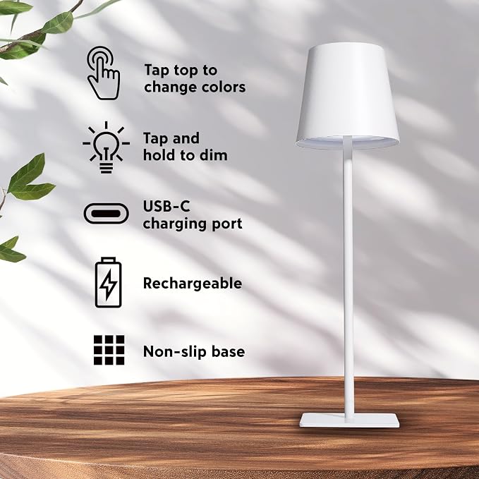 Cordless Portable LED Table Lamp, Rechargeable Battery Desk lamp, 3 Different - Image 2