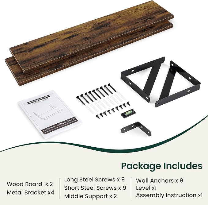 Floating Shelves 8 Inch Deep, 36W x 8D Wall Shelf Set of 2, 60 lbs Heavy Duty - Image 4