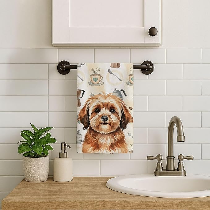 Caroline's Treasures Sable Havanese Coffee Bar Kitchen Towel Velour Plush Front - Image 7
