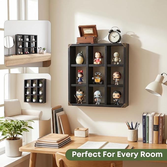 9 Slot Coffee Mug Display Rack - 17in Wall Mounted | Solid Wood - Image 2