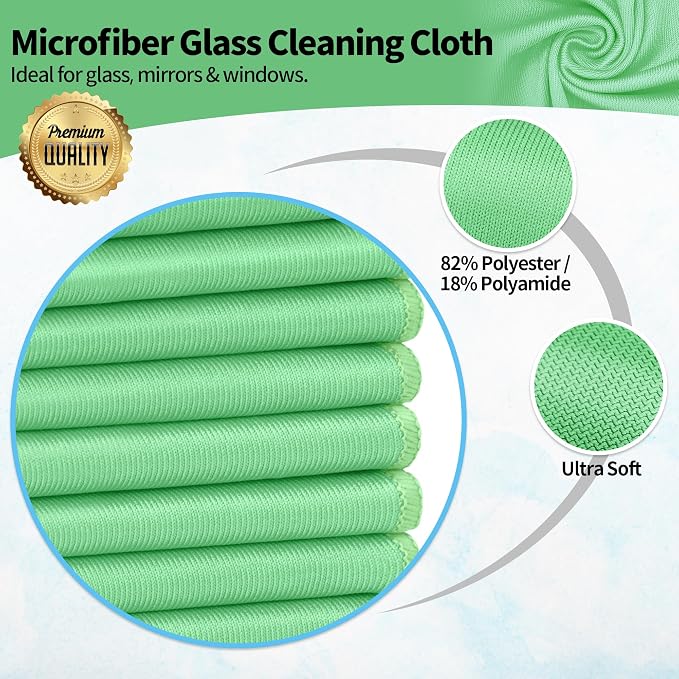 Microfiber Cleaning Cloth, 12 Pack Window Glasses Cleaning Cloth, Reusable - Image 2
