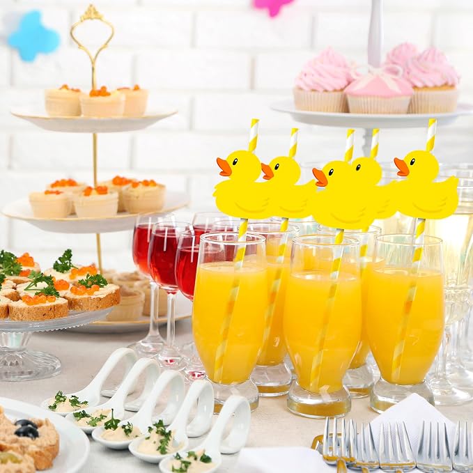 50Pcs Summer Duck Party Straws, Disposable Straw Party Decoration - Image 3