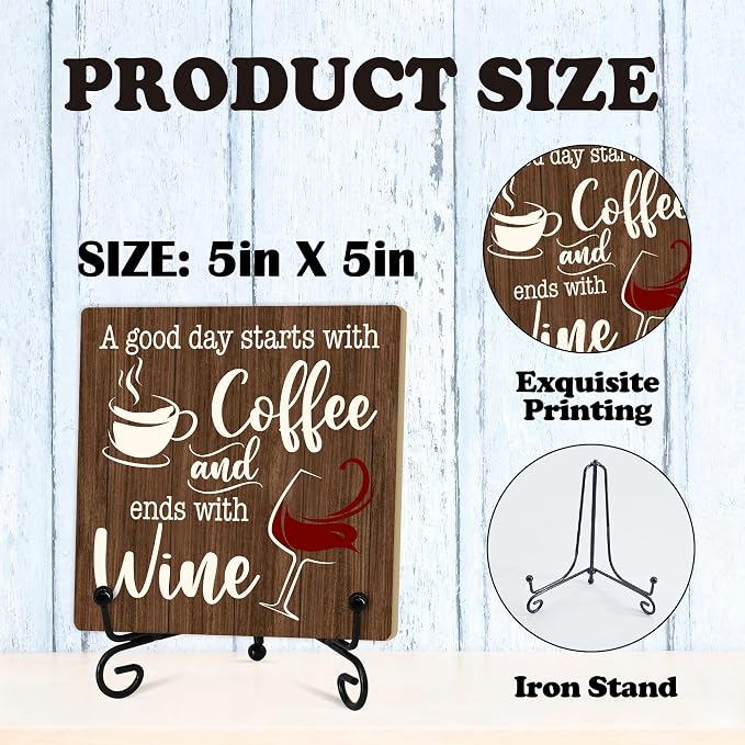 Coffee And Wine Desk Decor Sign, Rustic Wooden Sign - Image 2