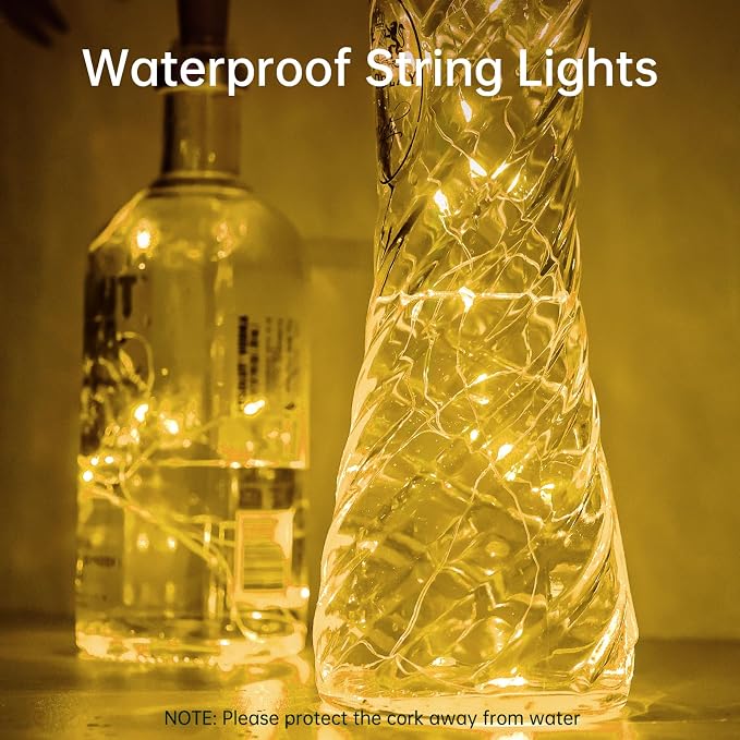 Aluan Wine Bottle Lights with Cork, Christmas Lights 10 Pack 20 LED Mini Fairy - Image 7